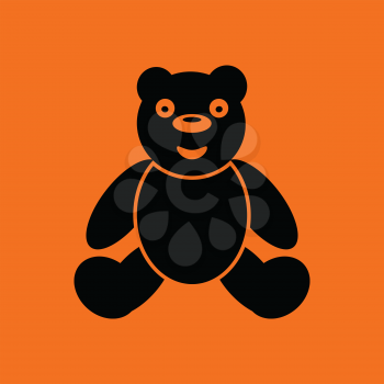 Teddy bear ico. Orange background with black. Vector illustration.