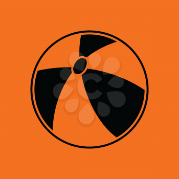 Baby rubber ball ico. Orange background with black. Vector illustration.