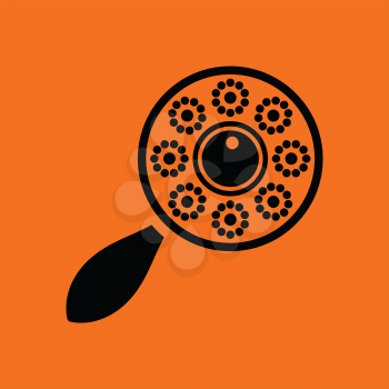Beanbag ico. Orange background with black. Vector illustration.