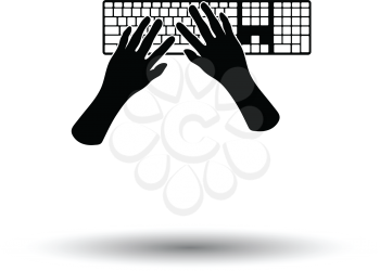 Typing icon. White background with shadow design. Vector illustration.