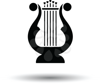 Lyre icon. White background with shadow design. Vector illustration.