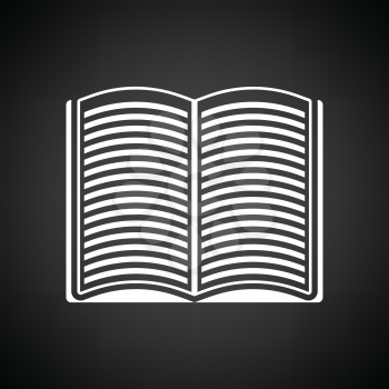 Open book icon. Black background with white. Vector illustration.