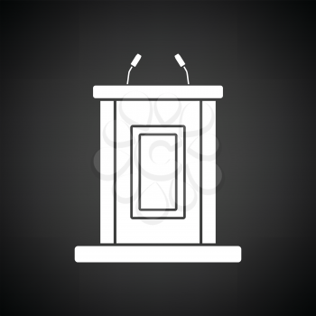 Witness stand icon. Black background with white. Vector illustration.
