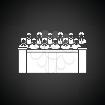 Jury icon. Black background with white. Vector illustration.