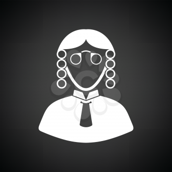 Judge icon. Black background with white. Vector illustration.