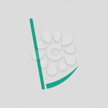 Scythe icon. Gray background with green. Vector illustration.