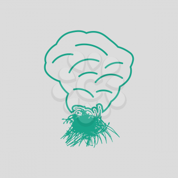 Sesonal grass burning icon. Gray background with green. Vector illustration.