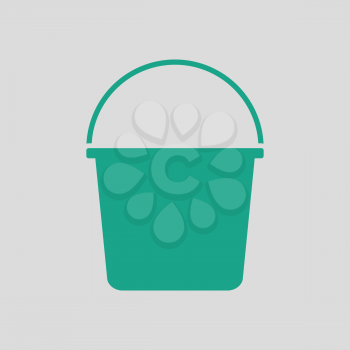 Bucket icon. Gray background with green. Vector illustration.