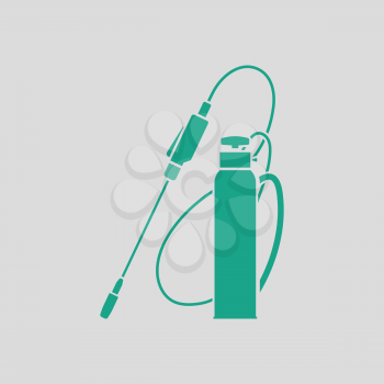 Garden sprayer icon. Gray background with green. Vector illustration.