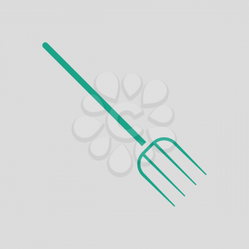 Pitchfork icon. Gray background with green. Vector illustration.