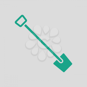 Shovel icon. Gray background with green. Vector illustration.