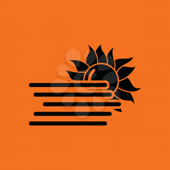 Fog icon. Orange background with black. Vector illustration.