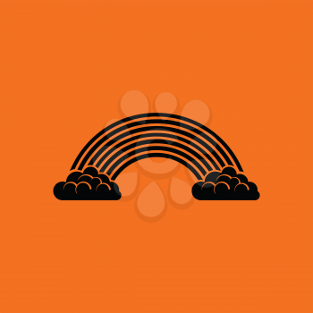 Rainbow icon. Orange background with black. Vector illustration.
