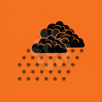 Snowfall icon. Orange background with black. Vector illustration.