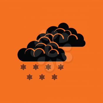 Snow icon. Orange background with black. Vector illustration.