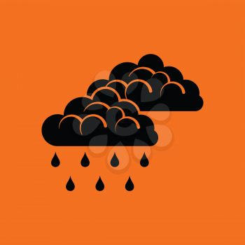 Rain icon. Orange background with black. Vector illustration.