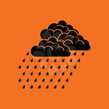 Rainfall icon. Orange background with black. Vector illustration.