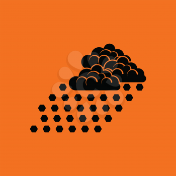 Hail icon. Orange background with black. Vector illustration.