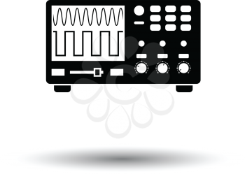Oscilloscope icon. White background with shadow design. Vector illustration.