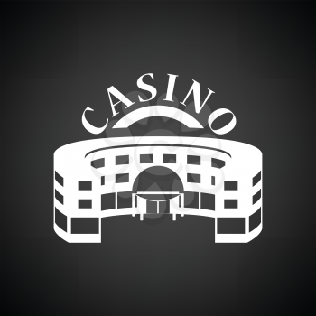 Casino building icon. Black background with white. Vector illustration.