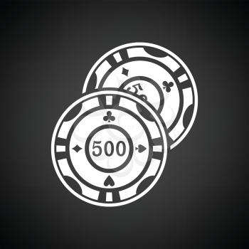 Casino chips icon. Black background with white. Vector illustration.