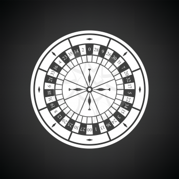 Roulette wheel icon. Black background with white. Vector illustration.