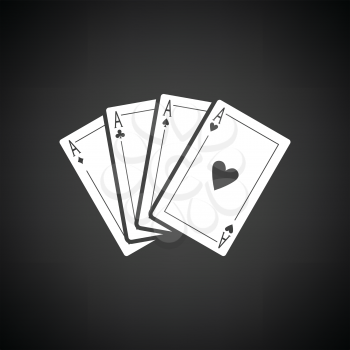 Set of four card icons. Black background with white. Vector illustration.