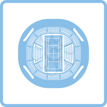 Tennis stadium aerial view icon. Blue frame design. Vector illustration.