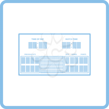 Tennis scoreboard icon. Blue frame design. Vector illustration.