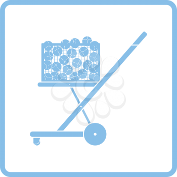 Tennis cart ball icon. Blue frame design. Vector illustration.