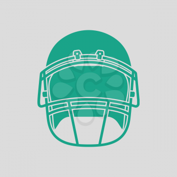American football helmet icon. Gray background with green. Vector illustration.