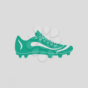American football boot icon. Gray background with green. Vector illustration.