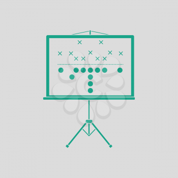 American football game plan stand icon. Gray background with green. Vector illustration.
