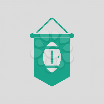 American football pennant icon. Gray background with green. Vector illustration.