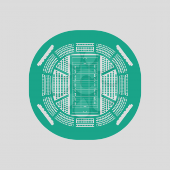 American football stadium bird's-eye view icon. Gray background with green. Vector illustration.