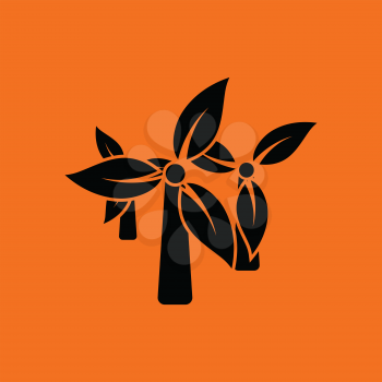 Wind mill leaves in blades icon. Orange background with black. Vector illustration.