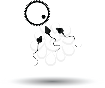 Sperm and egg cell icon. White background with shadow design. Vector illustration.