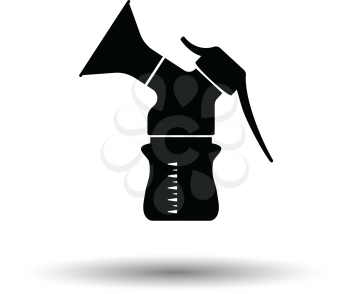 Breast pump icon. White background with shadow design. Vector illustration.
