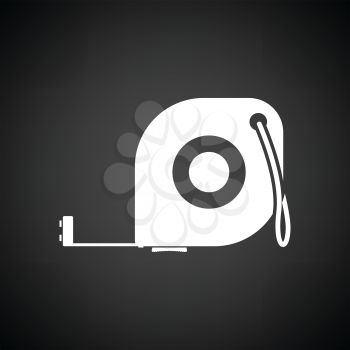 Icon of constriction tape measure. Black background with white. Vector illustration.