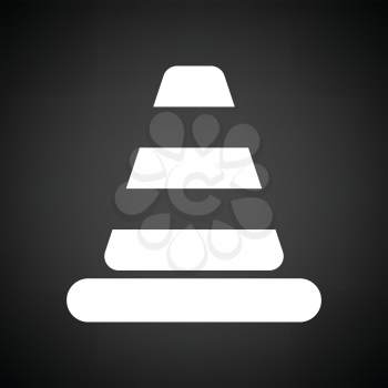 Icon of Traffic cone. Black background with white. Vector illustration.