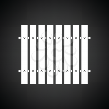Icon of Construction fence . Black background with white. Vector illustration.