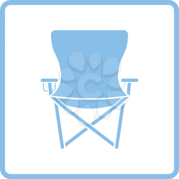 Icon of Fishing folding chair. Blue frame design. Vector illustration.