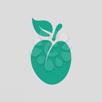 Plum icon. Gray background with green. Vector illustration.