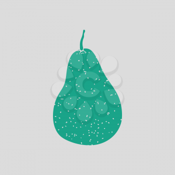 Pear icon. Gray background with green. Vector illustration.