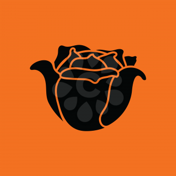 Cabbage icon. Orange background with black. Vector illustration.