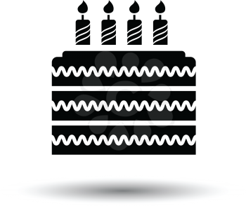 Party cake icon. White background with shadow design. Vector illustration.