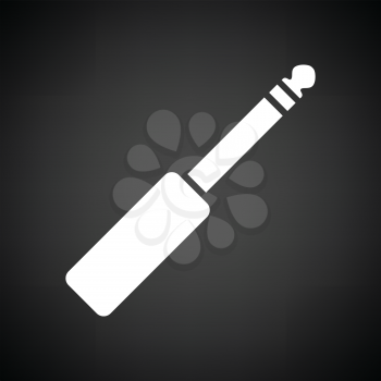 Music jack plug-in icon. Black background with white. Vector illustration.