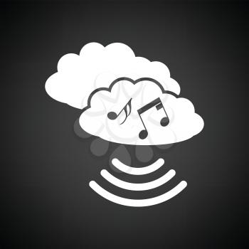 Music cloud icon. Black background with white. Vector illustration.