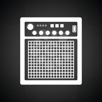 Audio monitor icon. Black background with white. Vector illustration.