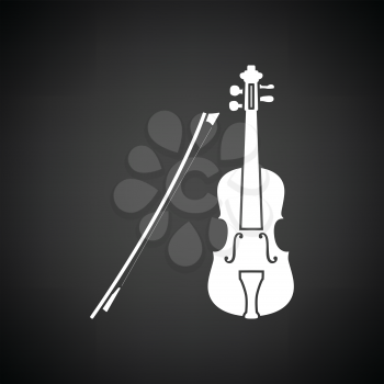 Violin icon. Black background with white. Vector illustration.